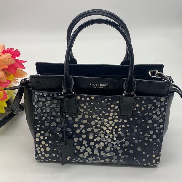 Kate Spade Cameron Soirée Dot Medium Satchel Blue Gray Crossbody Bag MCB4268I